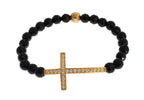 Nialaya Agate Stone Gold CZ Cross 925 Silver Bracelet - Zeiniez