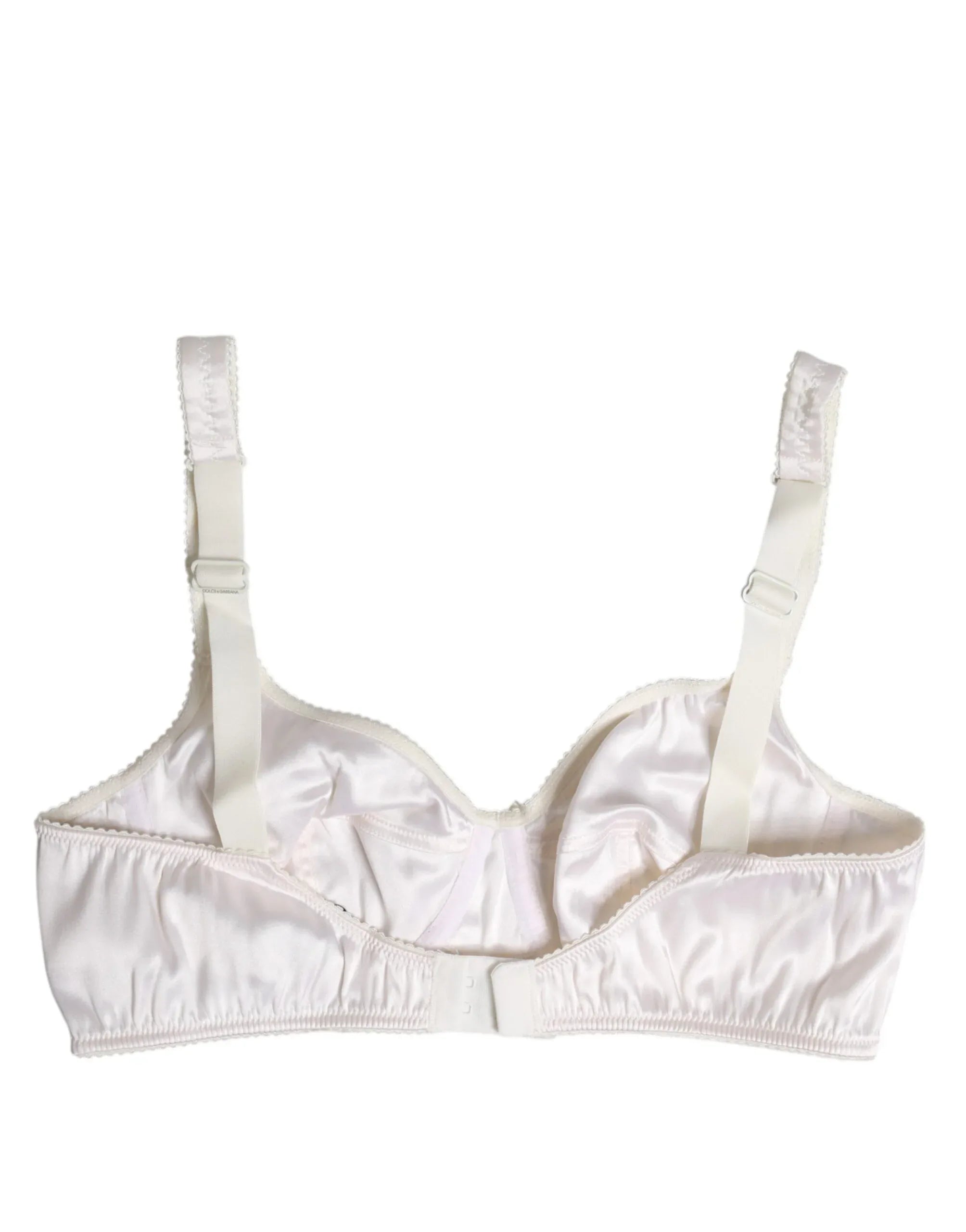 Dolce & Gabbana White Silk Balconette Non Wire Bra Underwear - Zeiniez