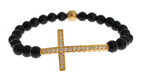 Nialaya Agate Stone Gold CZ Cross 925 Silver Bracelet - Zeiniez