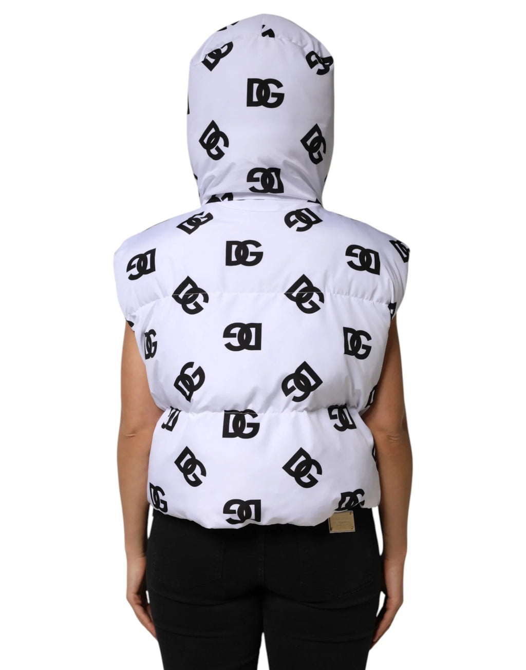 Dolce & Gabbana White Black DG Mania Polyester Puffer Jacket - Zeiniez