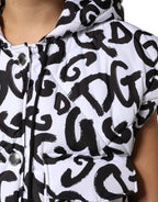 Dolce & Gabbana White DG Mania Hooded Sleeveless Puffer Jacket - Zeiniez