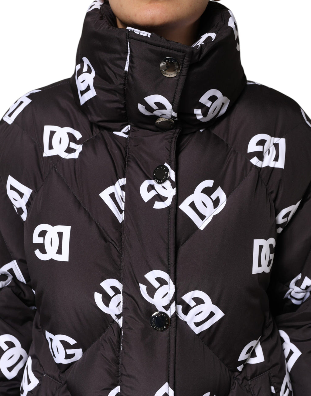 Dolce & Gabbana Black DG Mania Puffer Quilted Long Coat Jacket