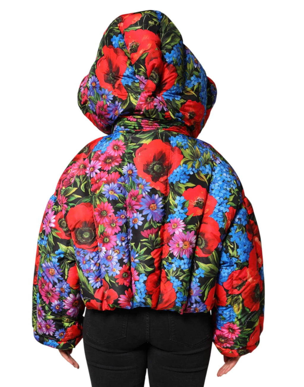 Dolce & Gabbana Multicolor Floral Hooded Puffer Coat Jacket - Zeiniez