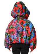 Dolce & Gabbana Multicolor Floral Hooded Puffer Coat Jacket - Zeiniez