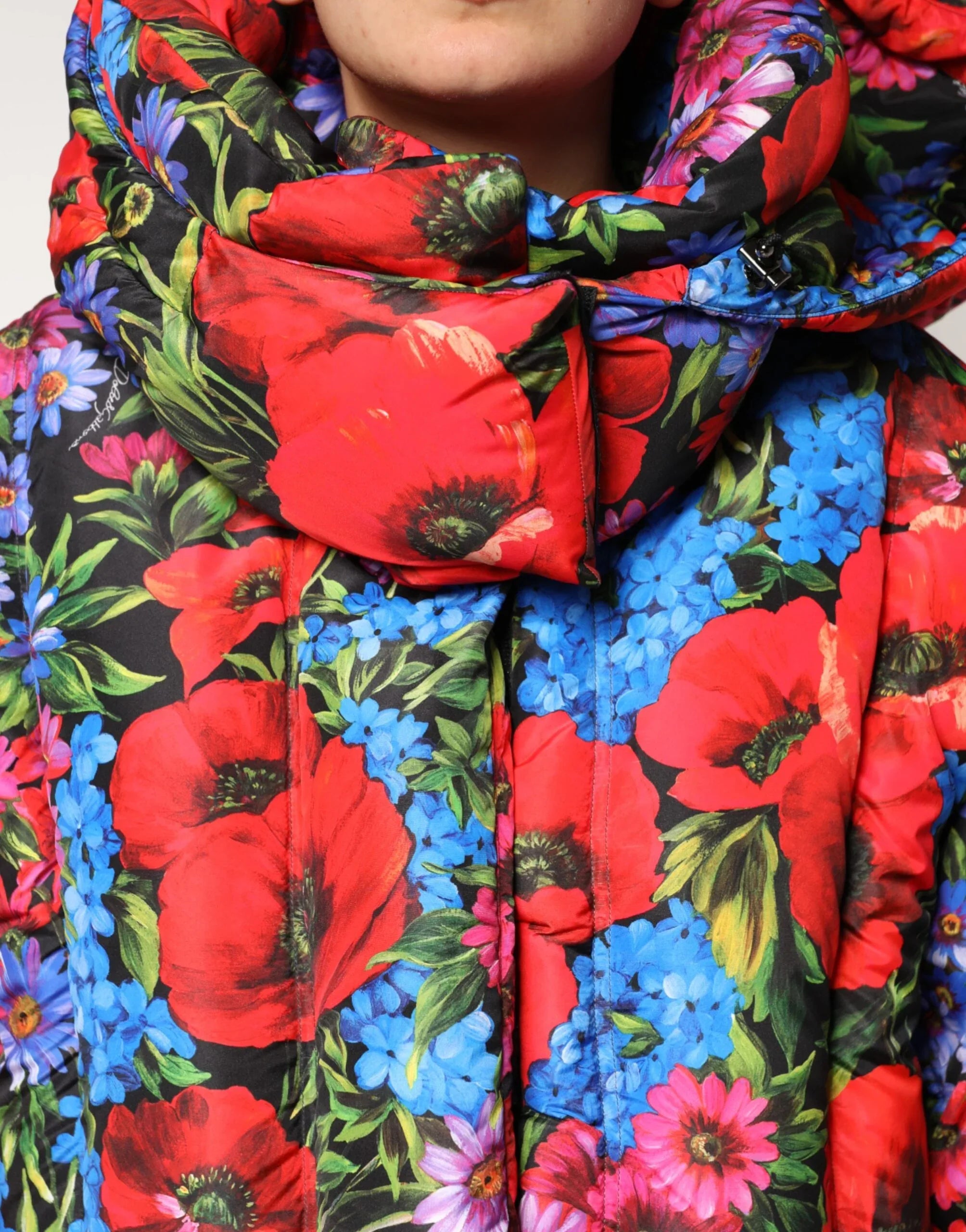 Dolce & Gabbana Multicolor Floral Hooded Puffer Coat Jacket - Zeiniez