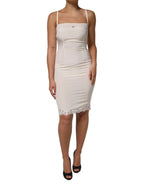 Dolce & Gabbana White Full Slip DG Logo Silk Dress Sleepwear - Zeiniez