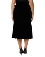 Dolce & Gabbana Black High Waist Fit Flared Midi Skirt - Zeiniez