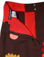 Dolce & Gabbana Brown Floral High Waist Side Slit Skirt - Zeiniez