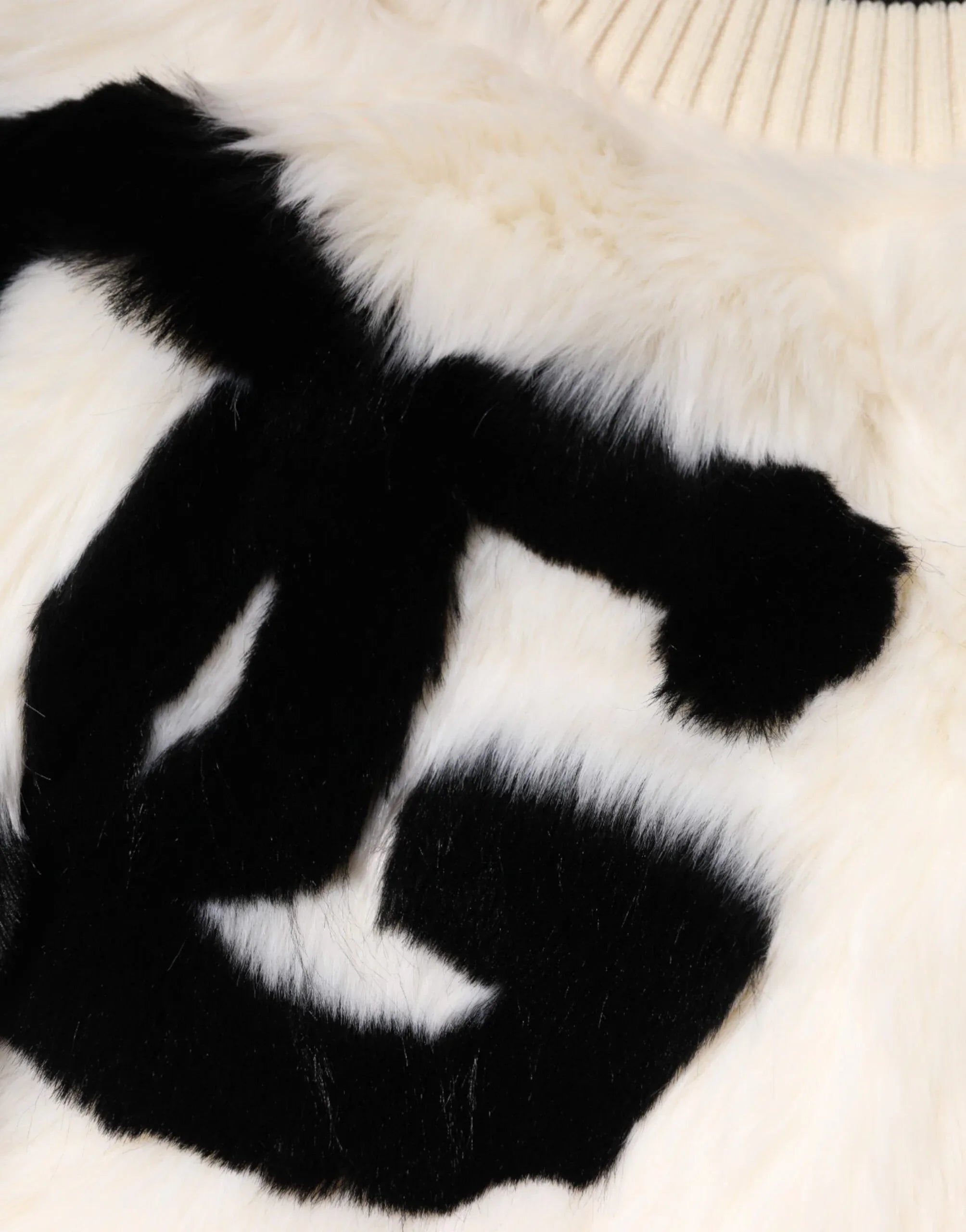 Dolce & Gabbana White Cropped Faux Fur DG Sweatshirt Sweater - Zeiniez