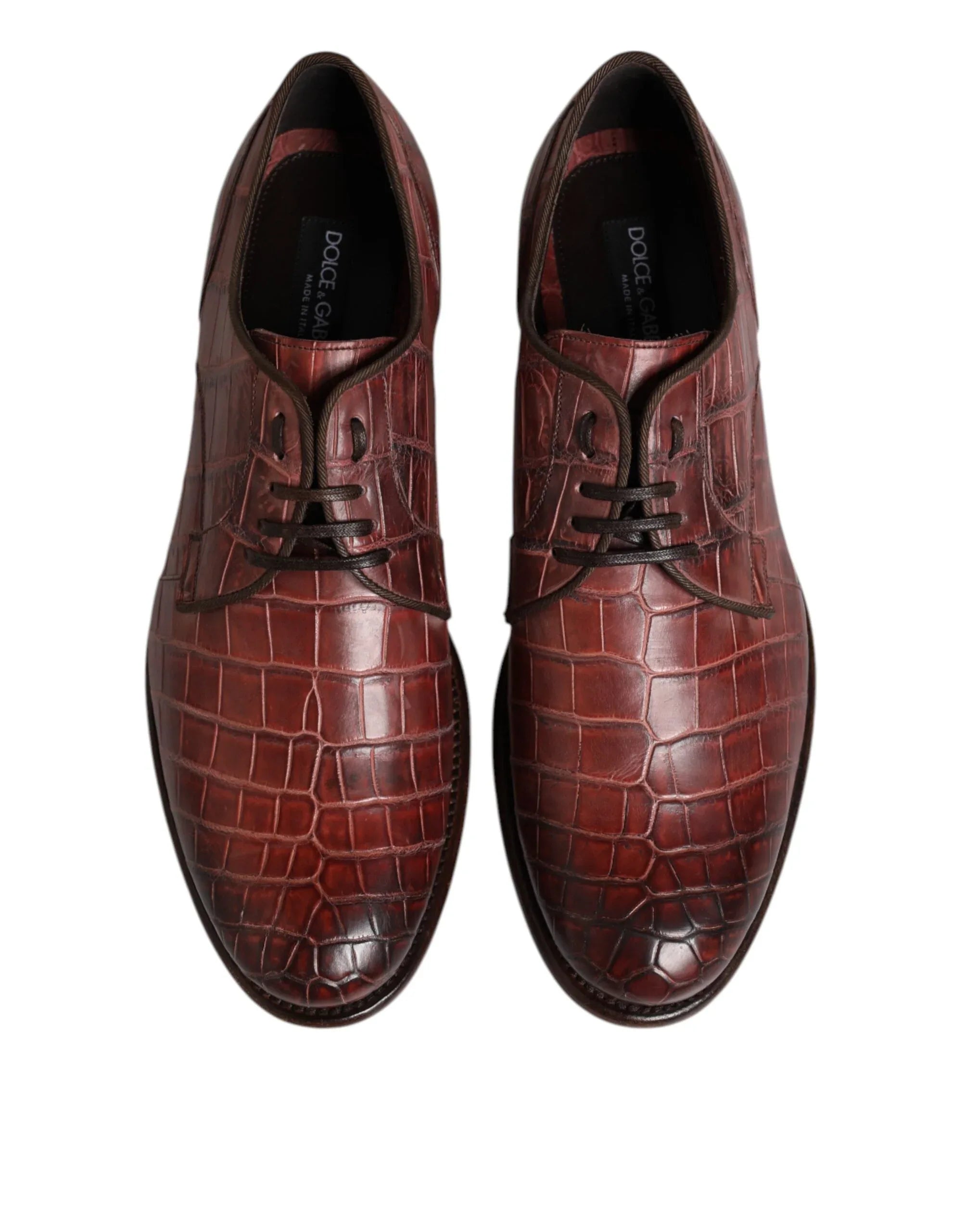 Dolce & Gabbana Burgundy Leather Lace Up Derby Dress Shoes - Zeiniez