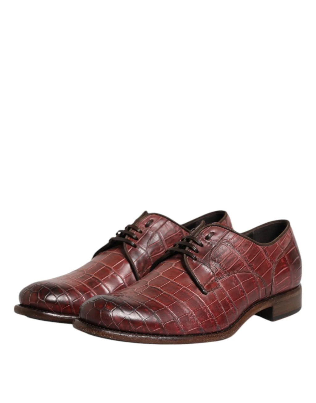 Dolce & Gabbana Burgundy Leather Lace Up Derby Dress Shoes - Zeiniez