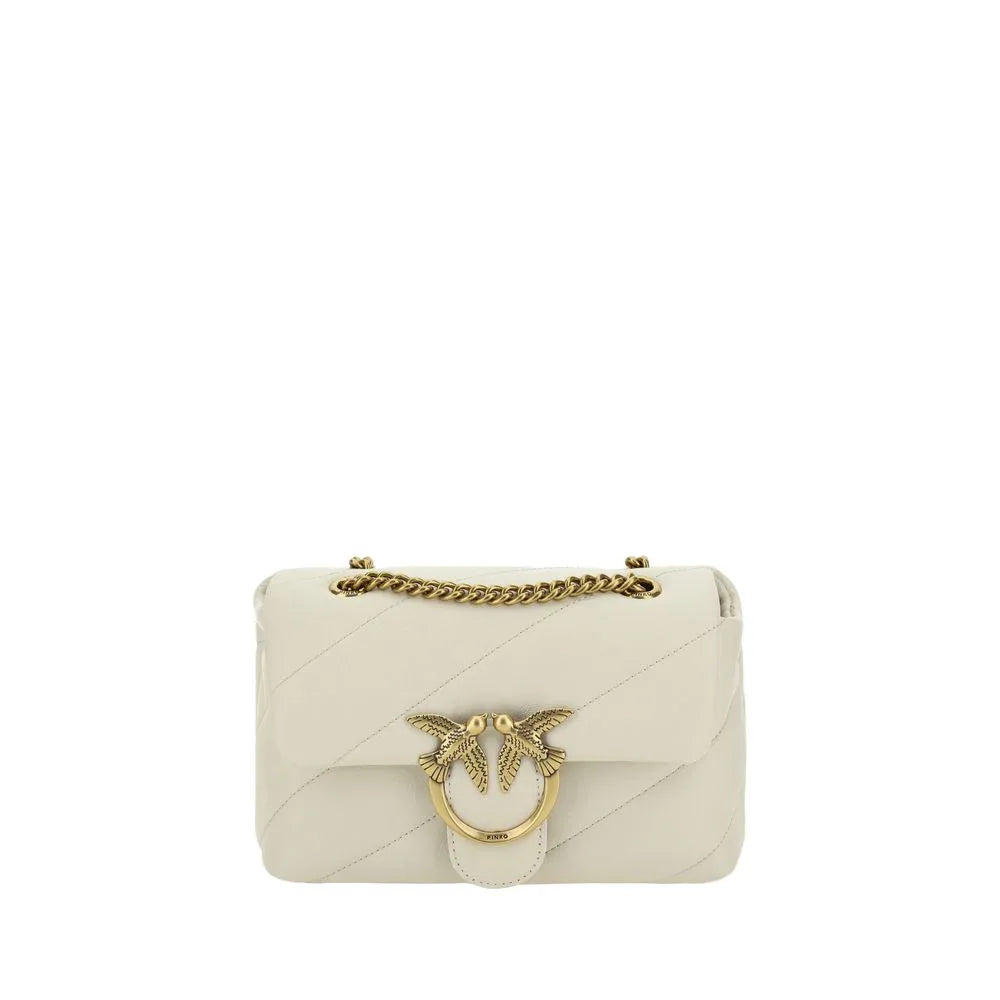 PINKO White Calf Leather Bos Taurus Shoulder Bag - Zeiniez