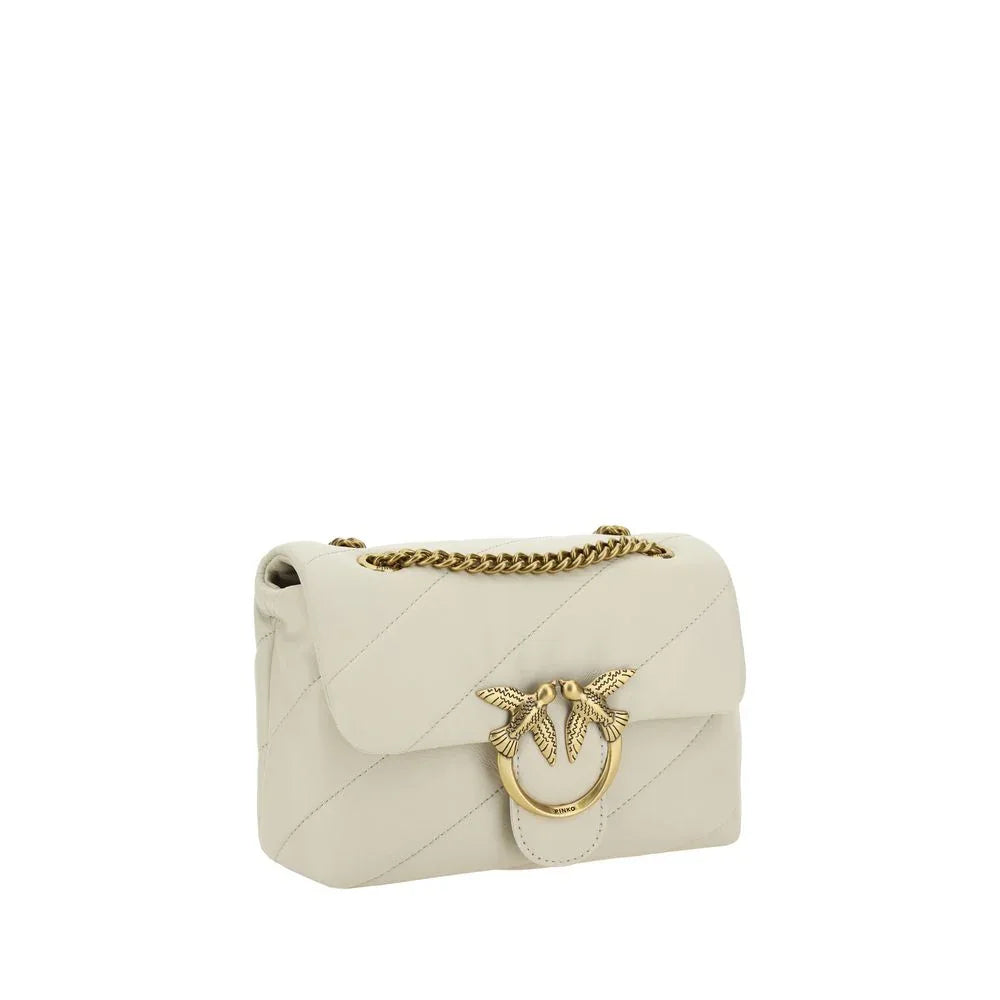 PINKO White Calf Leather Bos Taurus Shoulder Bag - Zeiniez