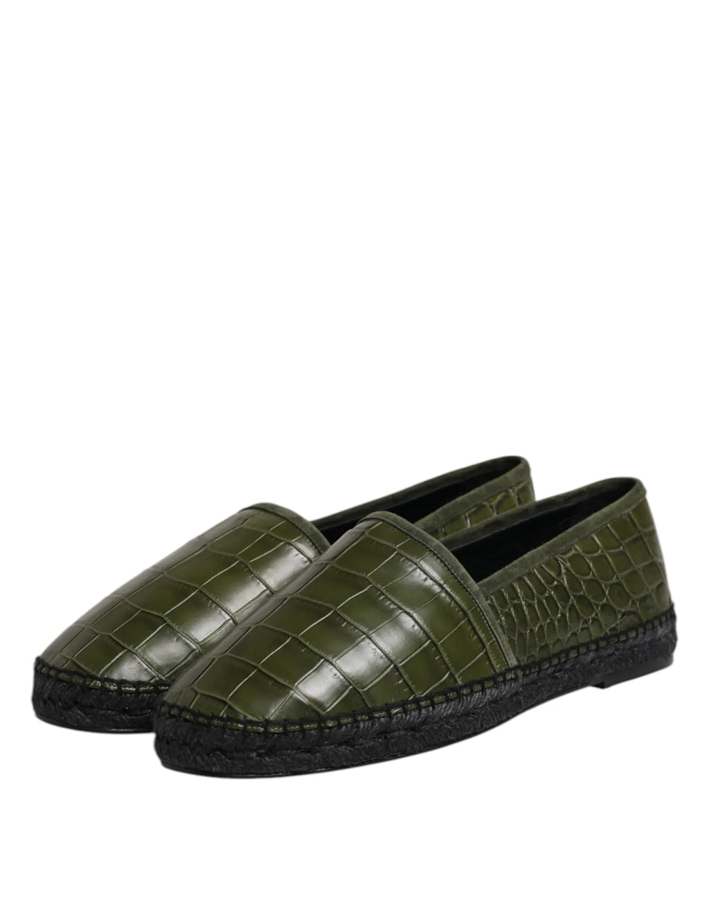 Dolce & Gabbana Green Exotic Leather Espadrilles Slip On Shoes - Zeiniez