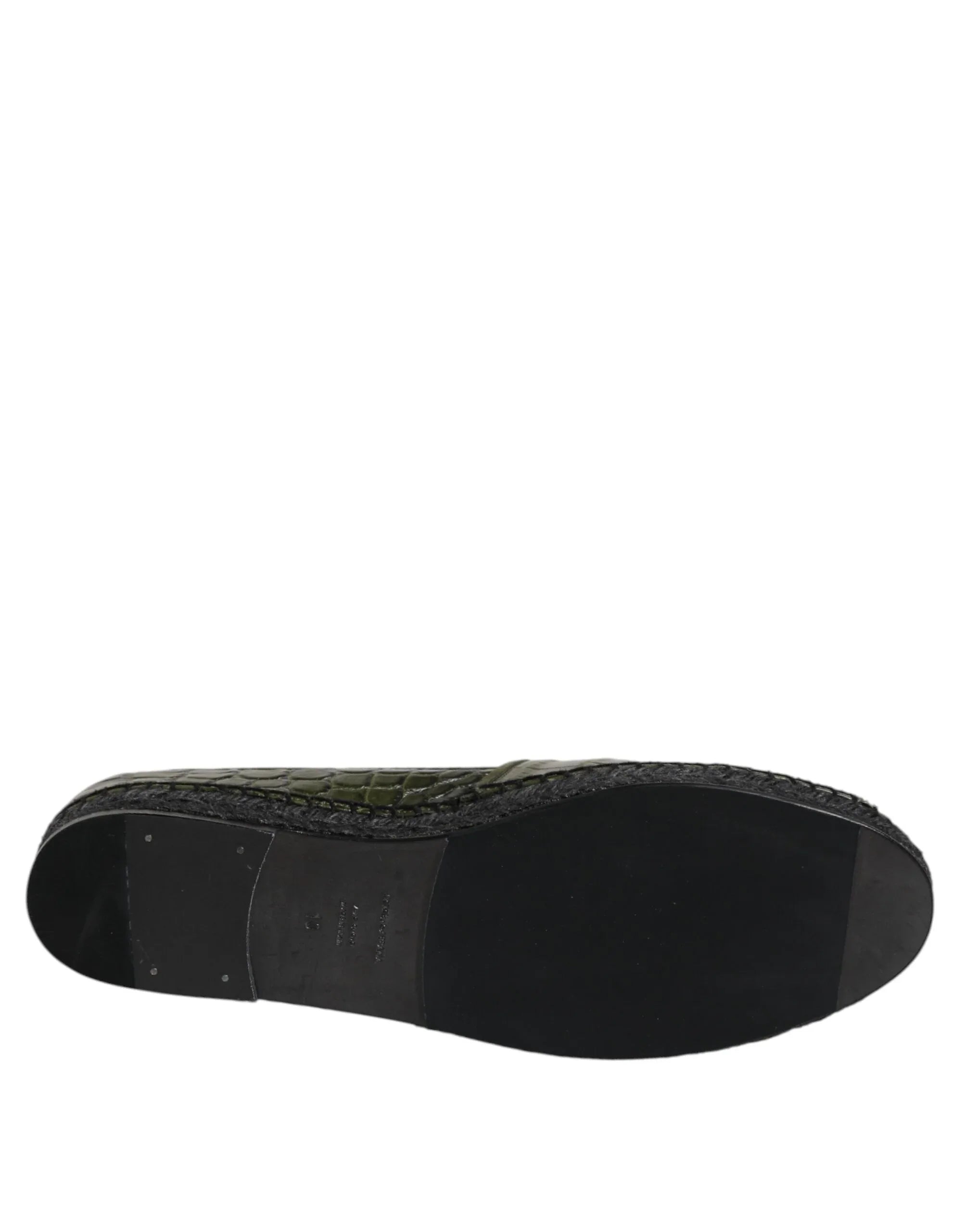 Dolce & Gabbana Green Exotic Leather Espadrilles Slip On Shoes - Zeiniez
