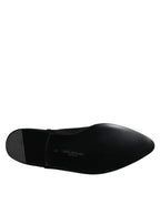 Dolce & Gabbana Black Velvet Embellished Loafer Slip On Shoes - Zeiniez