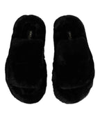 Dolce & Gabbana Black Polyester Velvet Slides Slipper Shoes - Zeiniez