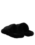 Dolce & Gabbana Black Polyester Velvet Slides Slipper Shoes - Zeiniez