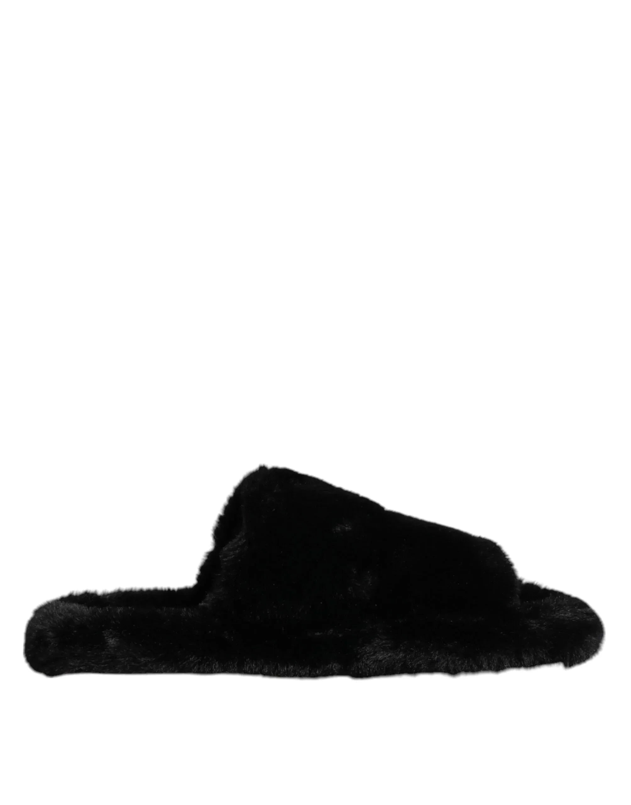 Dolce & Gabbana Black Polyester Velvet Slides Slipper Shoes - Zeiniez