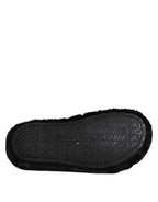 Dolce & Gabbana Black Polyester Velvet Slides Slipper Shoes - Zeiniez
