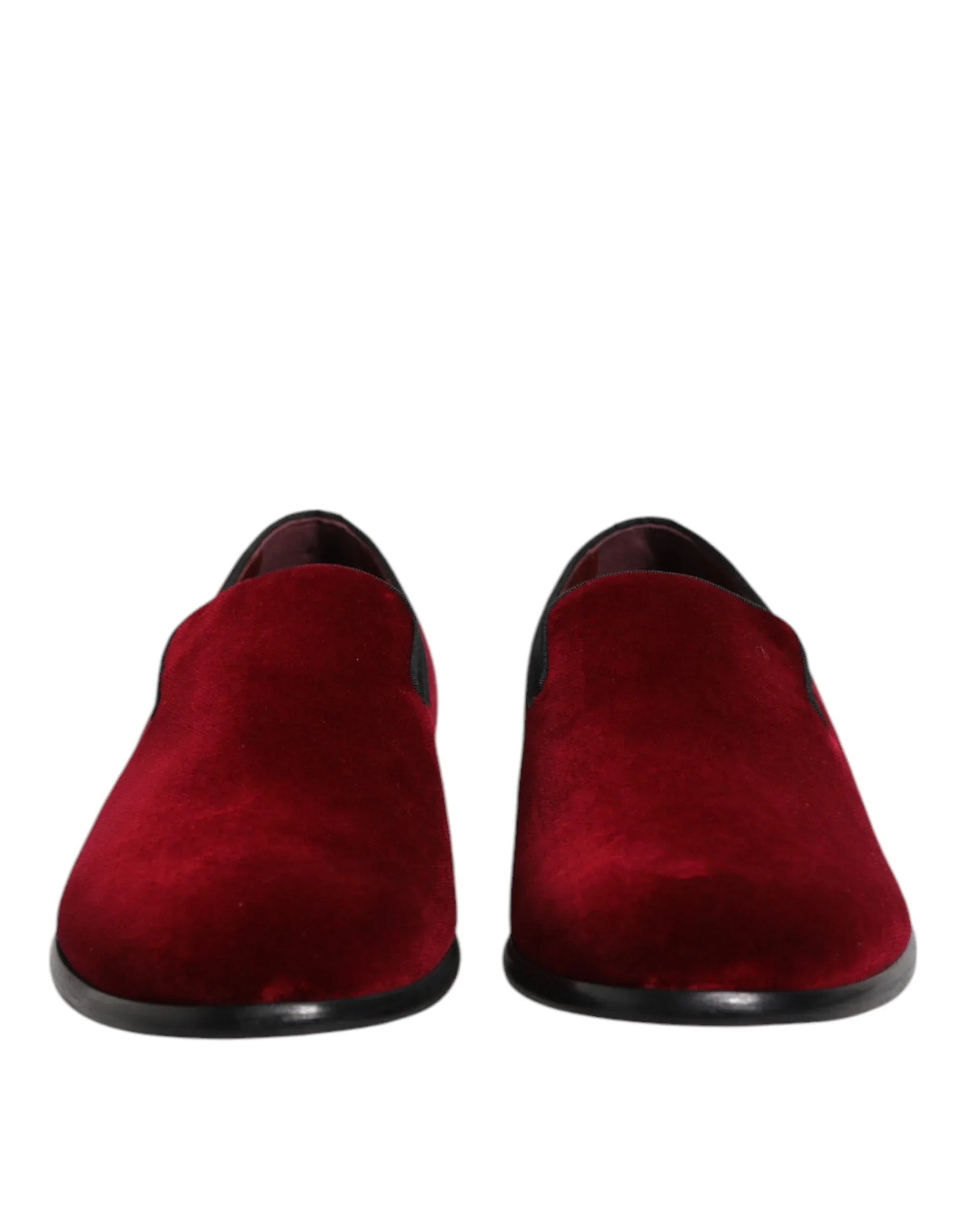 Dolce & Gabbana Red Cotton Velvet Slip On Loafers Formal Shoes - Zeiniez