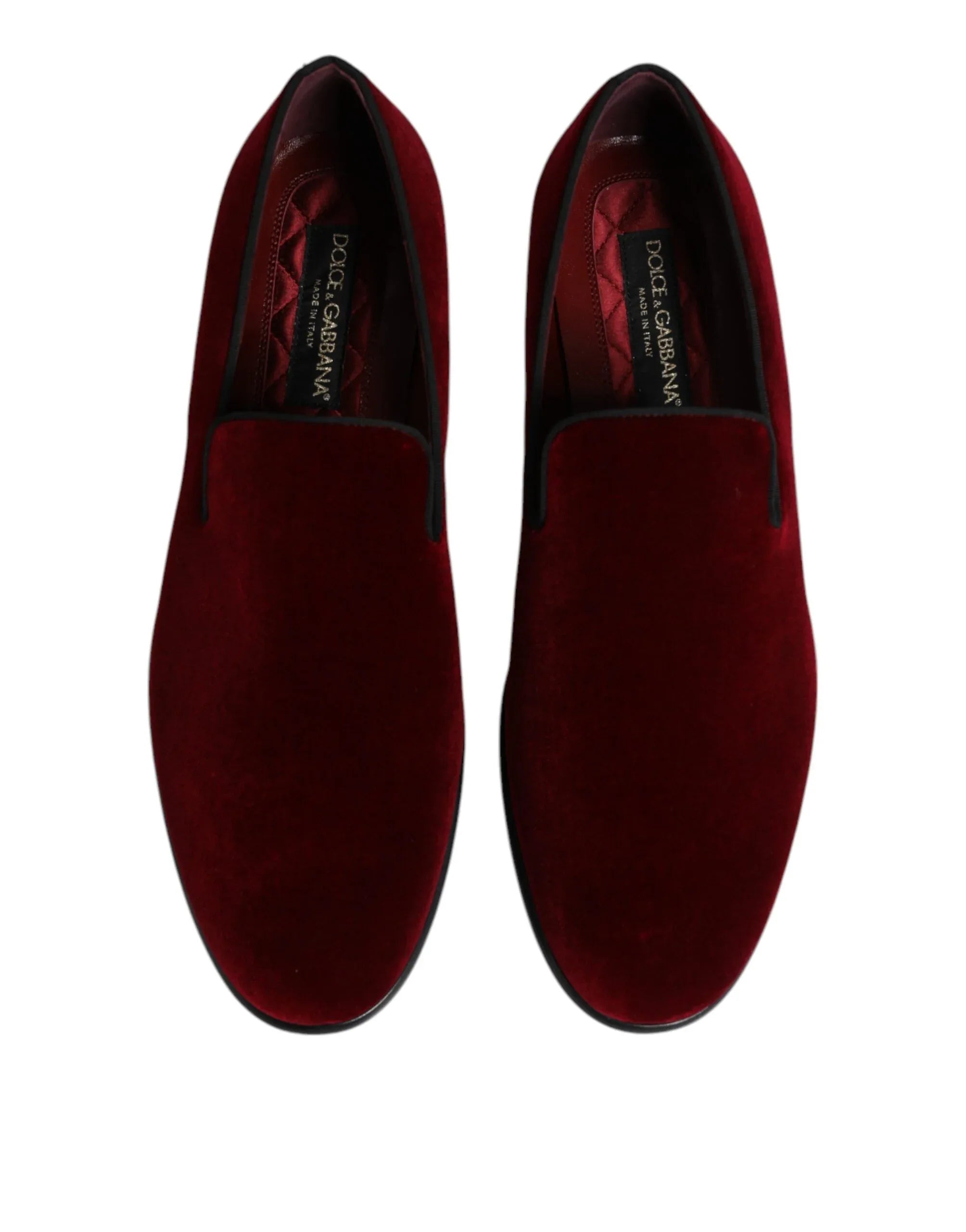 Dolce & Gabbana Red Cotton Velvet Slip On Loafers Formal Shoes - Zeiniez