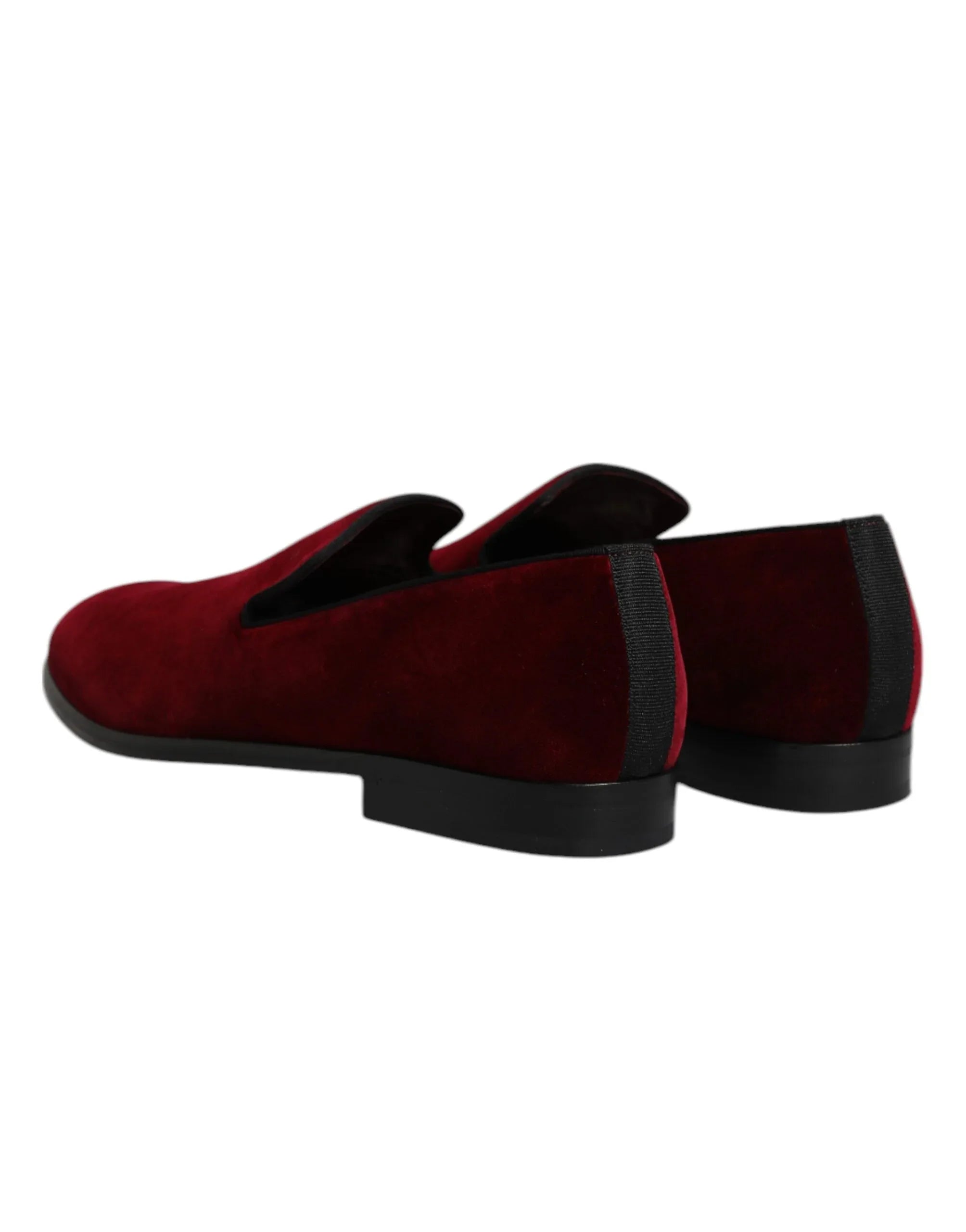 Dolce & Gabbana Red Cotton Velvet Slip On Loafers Formal Shoes - Zeiniez