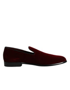 Dolce & Gabbana Red Cotton Velvet Slip On Loafers Formal Shoes - Zeiniez