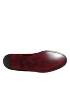 Dolce & Gabbana Red Cotton Velvet Slip On Loafers Formal Shoes - Zeiniez
