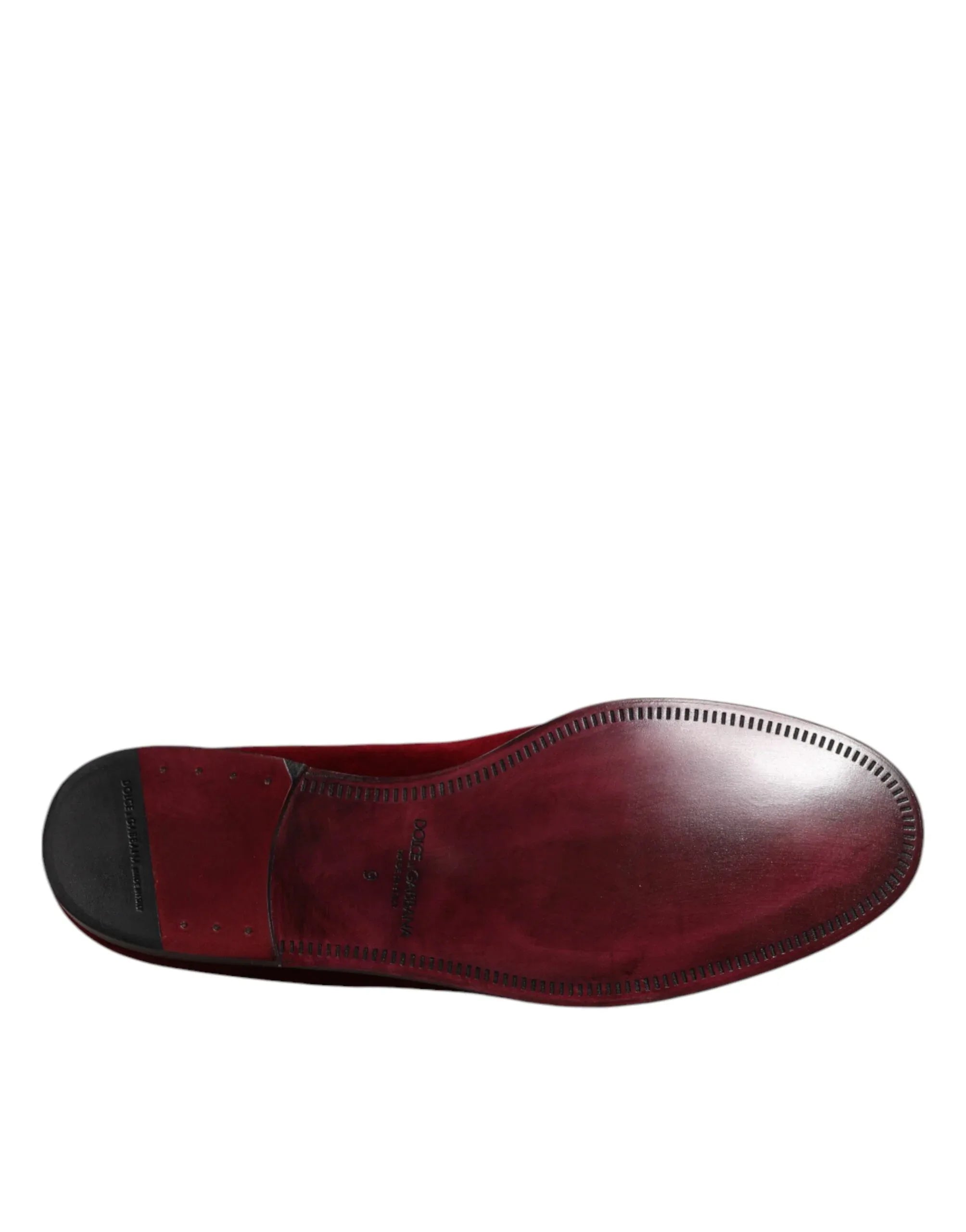 Dolce & Gabbana Red Cotton Velvet Slip On Loafers Formal Shoes - Zeiniez