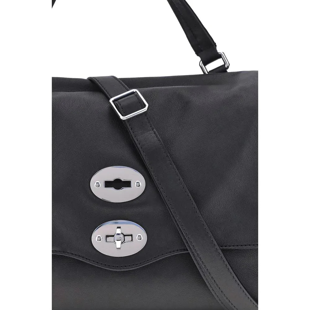 Zanellato Black Calf Leather Bos Taurus Shoulder Bag - Zeiniez