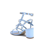 Valentino Garavani Blue Calf Leather Bos Taurus Strap-On Sandals - Zeiniez