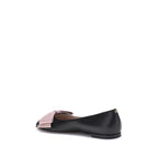 Valentino Garavani Black Calf Leather Bos Taurus Ballet Flats - Zeiniez