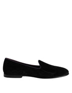 Dolce & Gabbana Black DG Crown Embroidery Loafers Slip On Shoes - Zeiniez