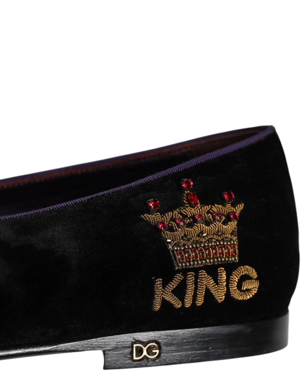 Dolce & Gabbana Black DG Crown Embroidery Loafers Slip On Shoes - Zeiniez