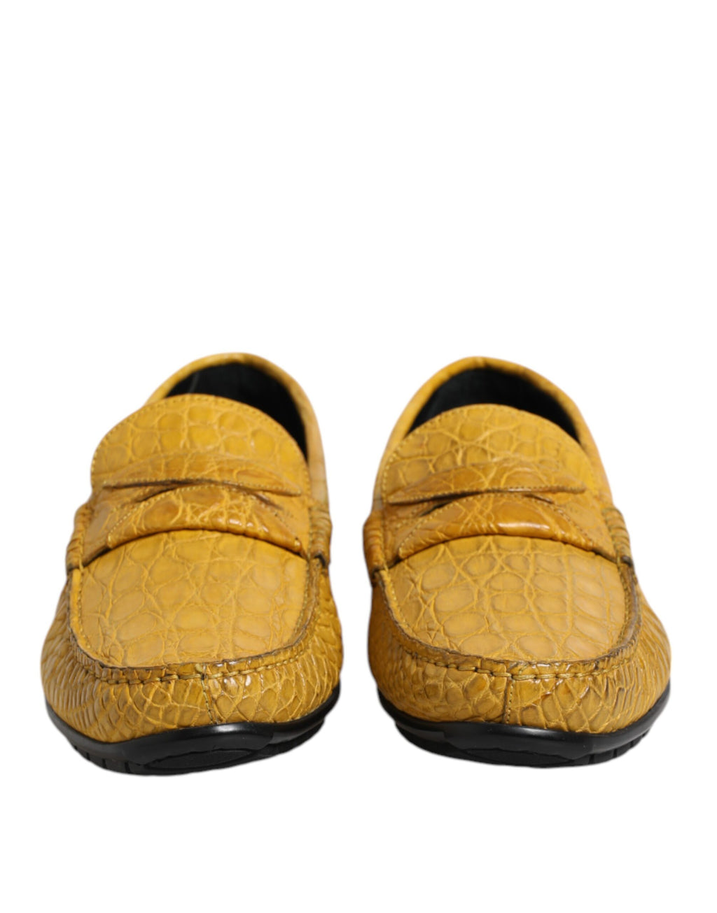 Dolce & Gabbana Yellow Exotic Leather Loafers Slip On Shoes