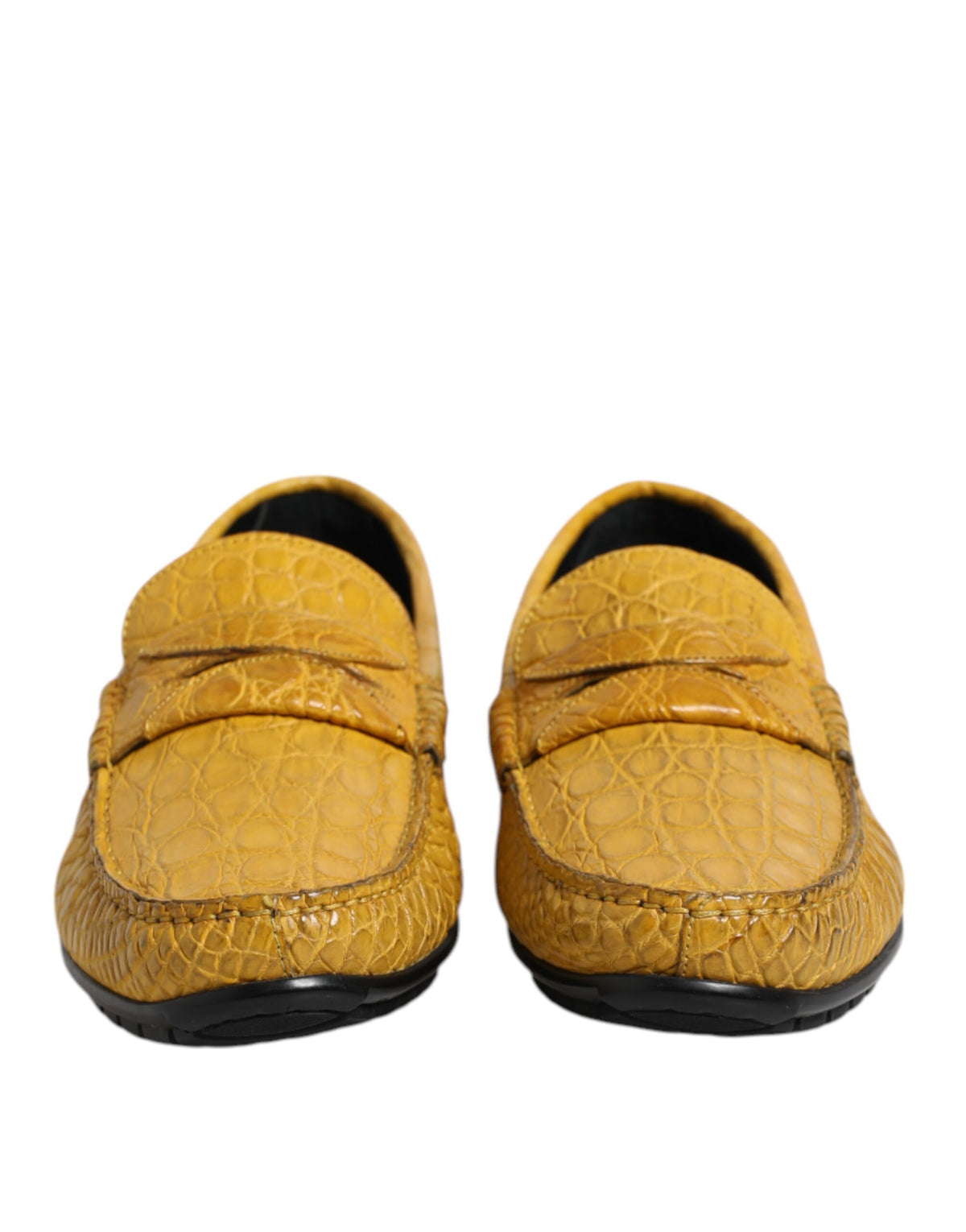 Dolce & Gabbana Yellow Exotic Leather Loafers Slip On Shoes