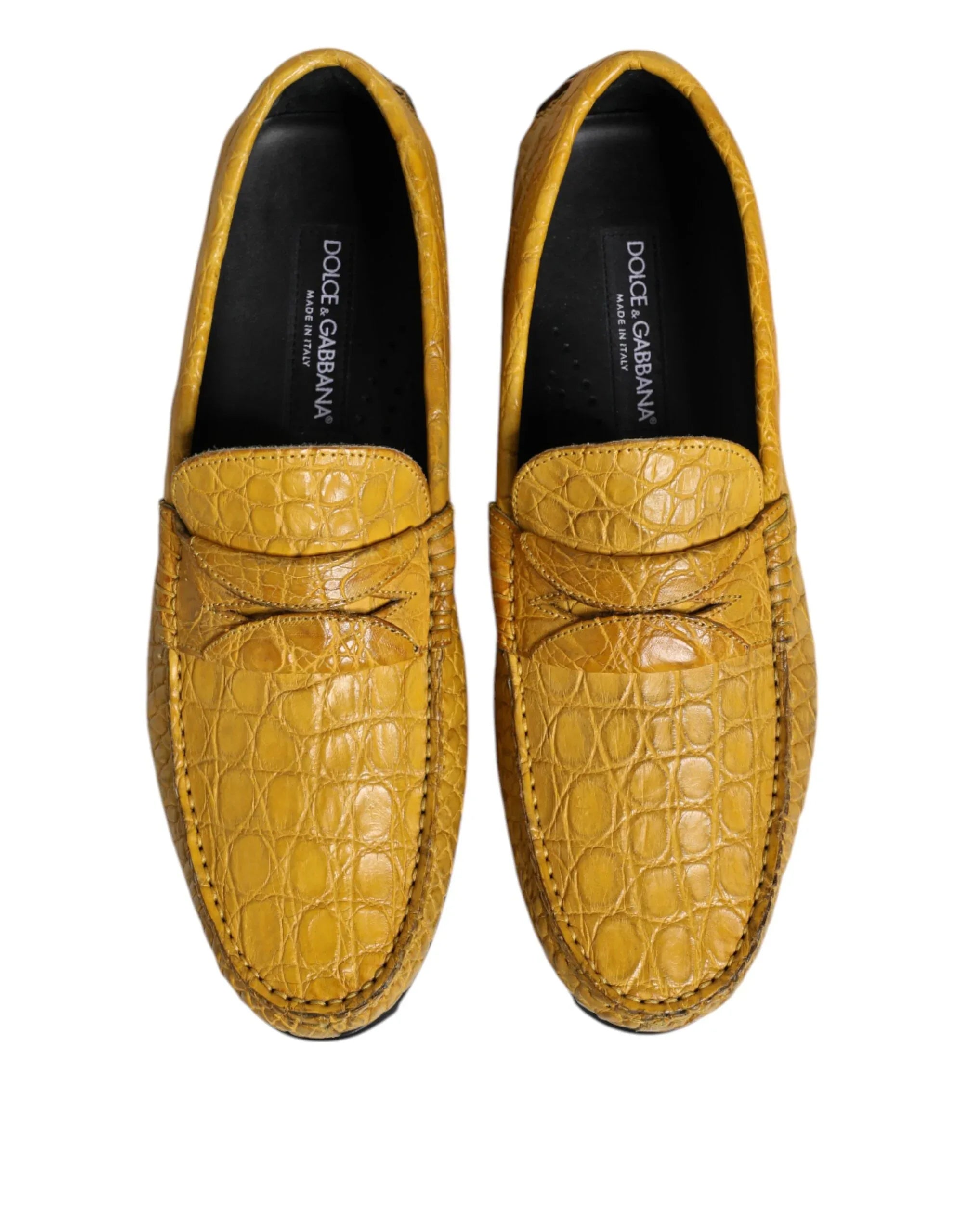 Dolce & Gabbana Yellow Exotic Leather Loafers Slip On Shoes - Zeiniez