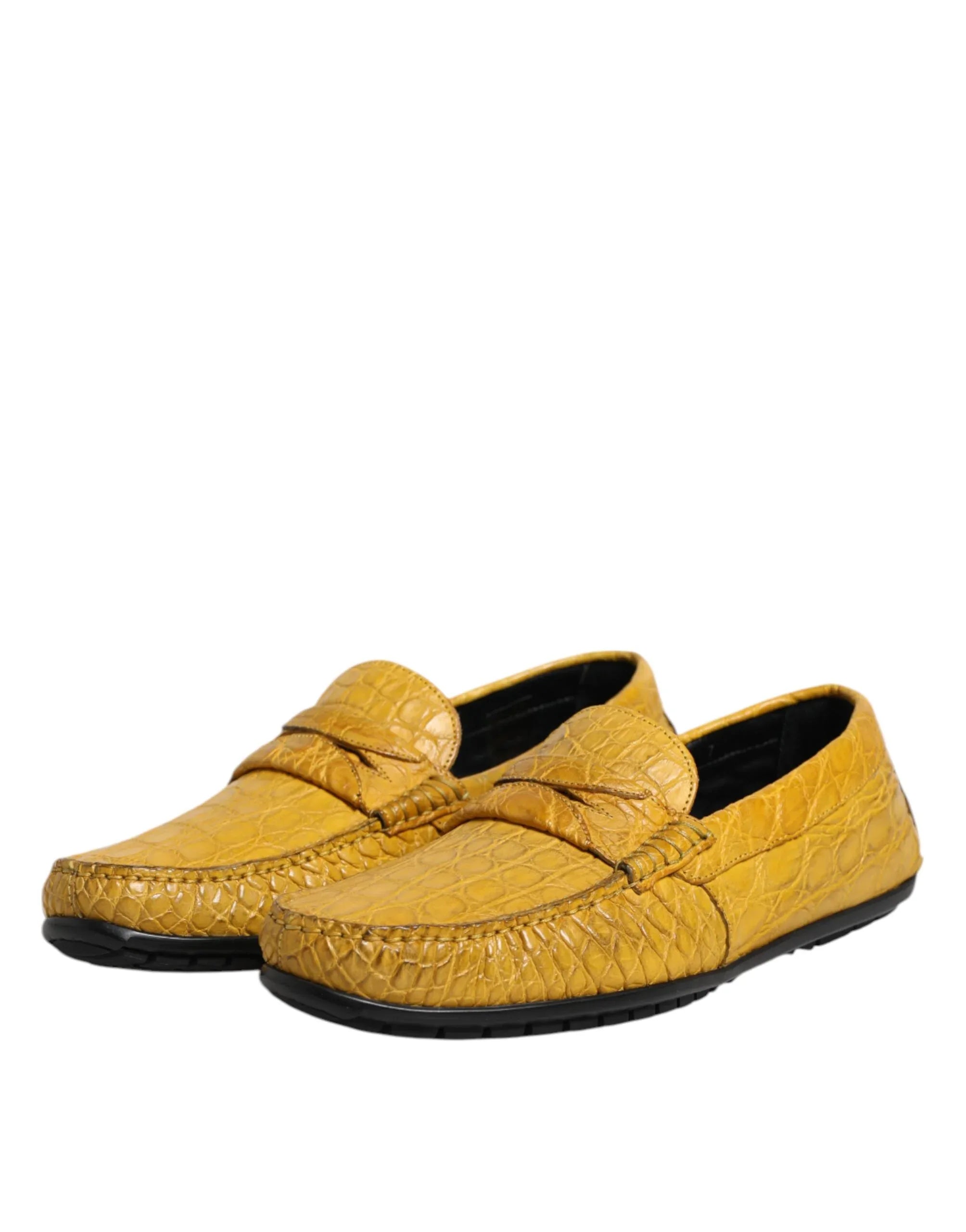 Dolce & Gabbana Yellow Exotic Leather Loafers Slip On Shoes - Zeiniez