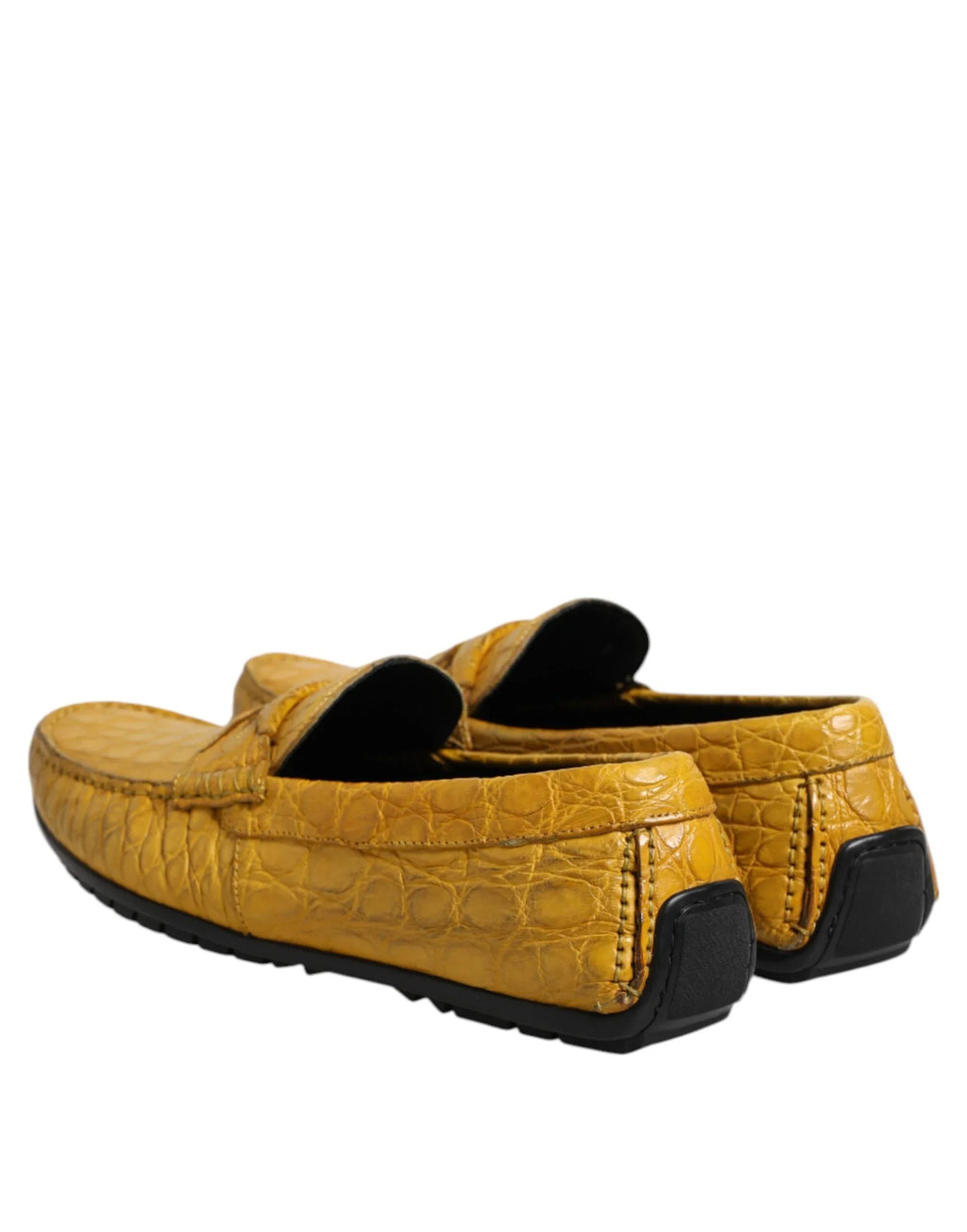 Dolce & Gabbana Yellow Exotic Leather Loafers Slip On Shoes - Zeiniez
