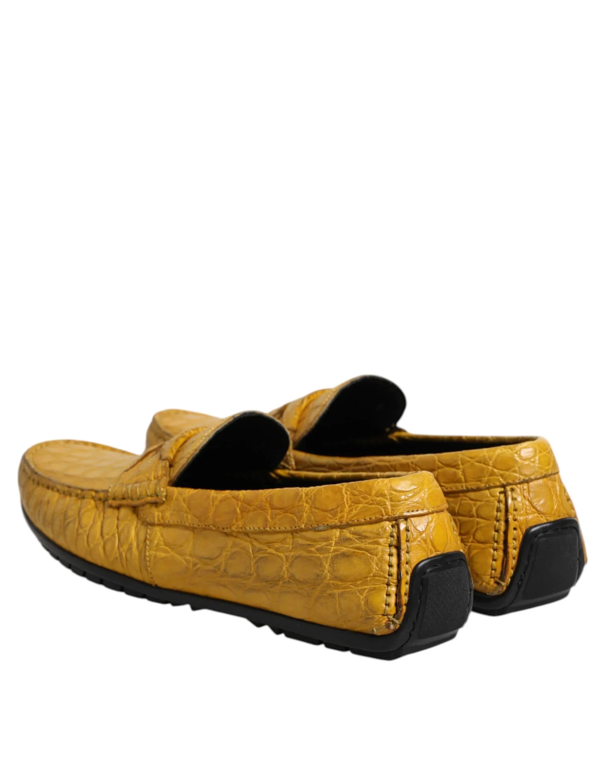 Dolce & Gabbana Yellow Exotic Leather Loafers Slip On Shoes - Zeiniez