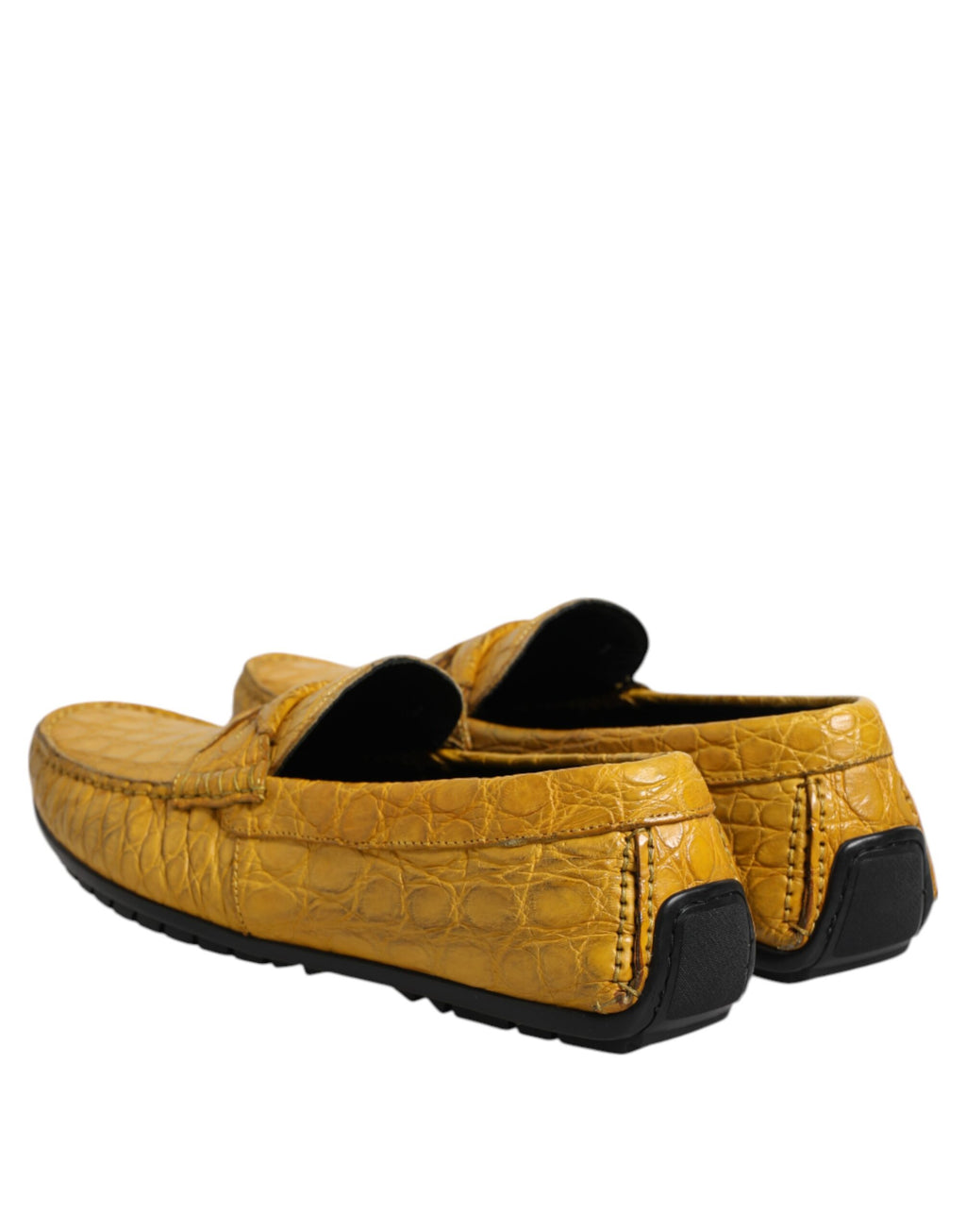 Dolce & Gabbana Yellow Exotic Leather Loafers Slip On Shoes