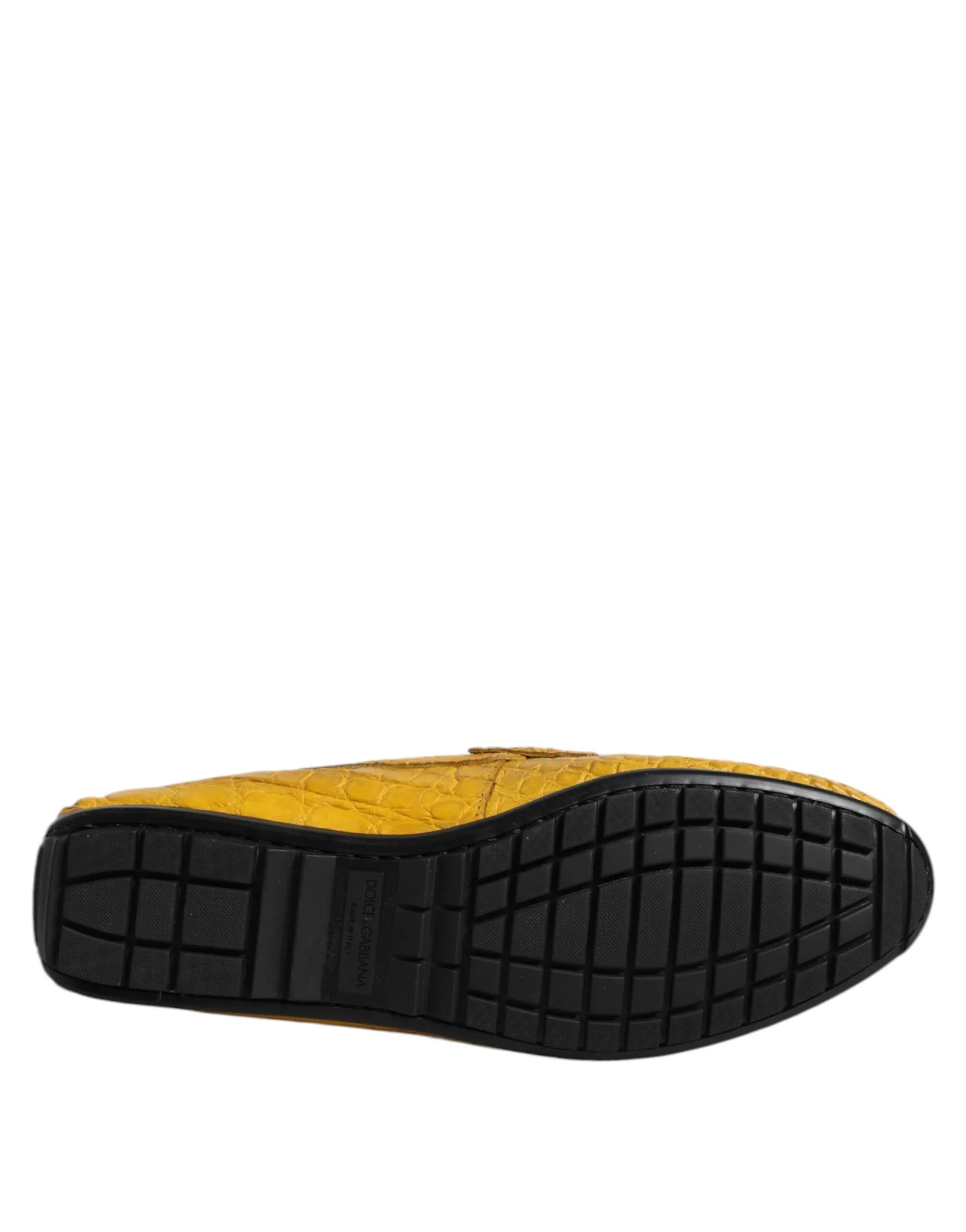 Dolce & Gabbana Yellow Exotic Leather Loafers Slip On Shoes - Zeiniez