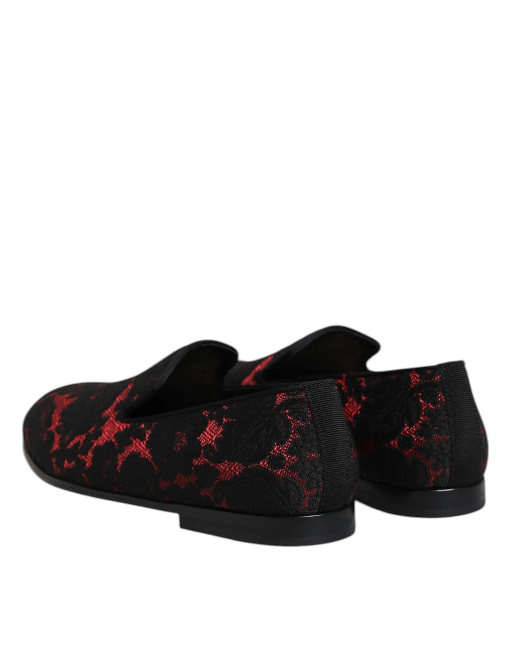 Dolce & Gabbana Red Black Jacquard Slip On Men Loafers Shoes - Zeiniez