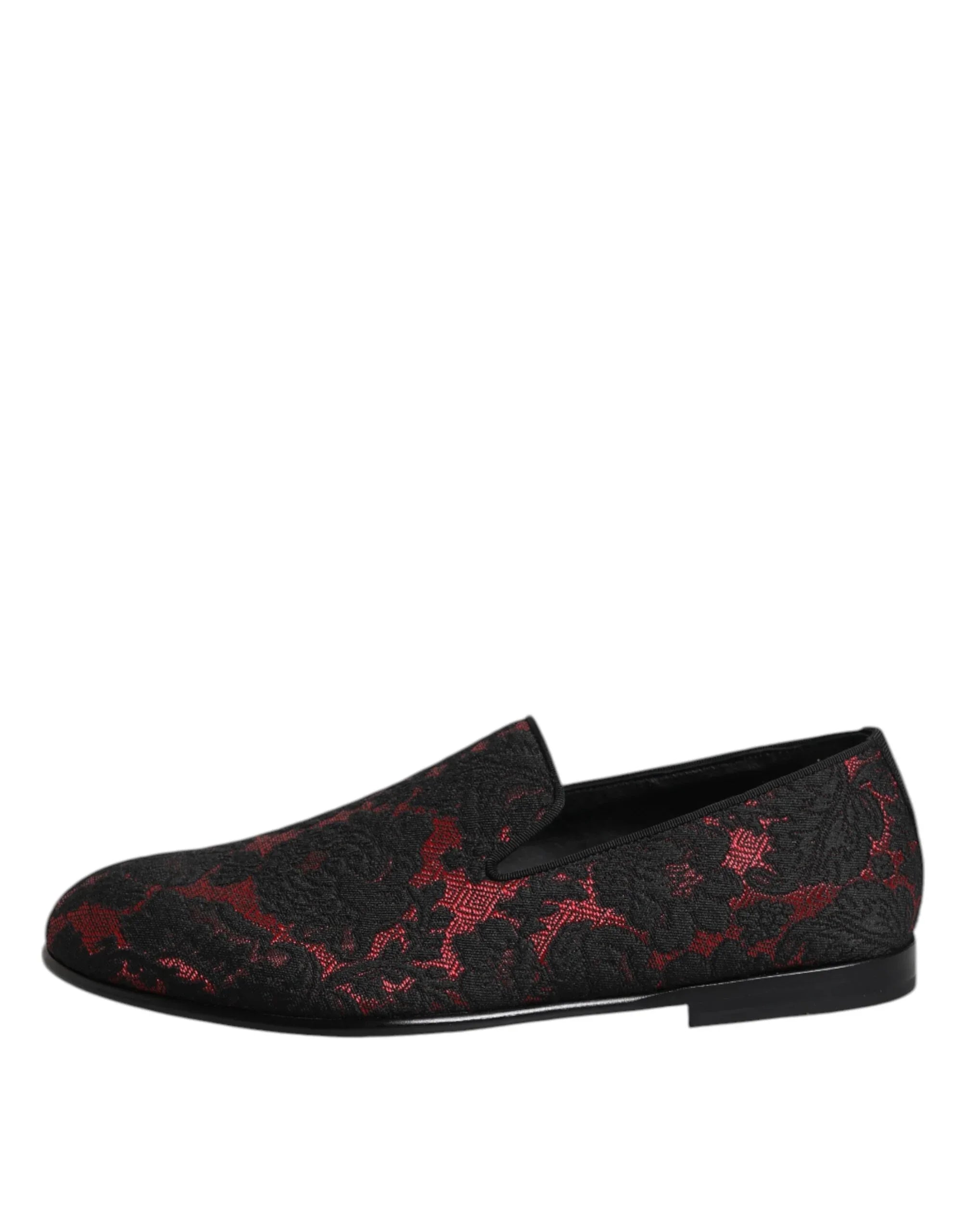 Dolce & Gabbana Red Black Jacquard Slip On Men Loafers Shoes - Zeiniez