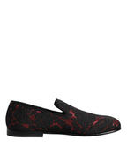 Dolce & Gabbana Red Black Jacquard Slip On Men Loafers Shoes - Zeiniez