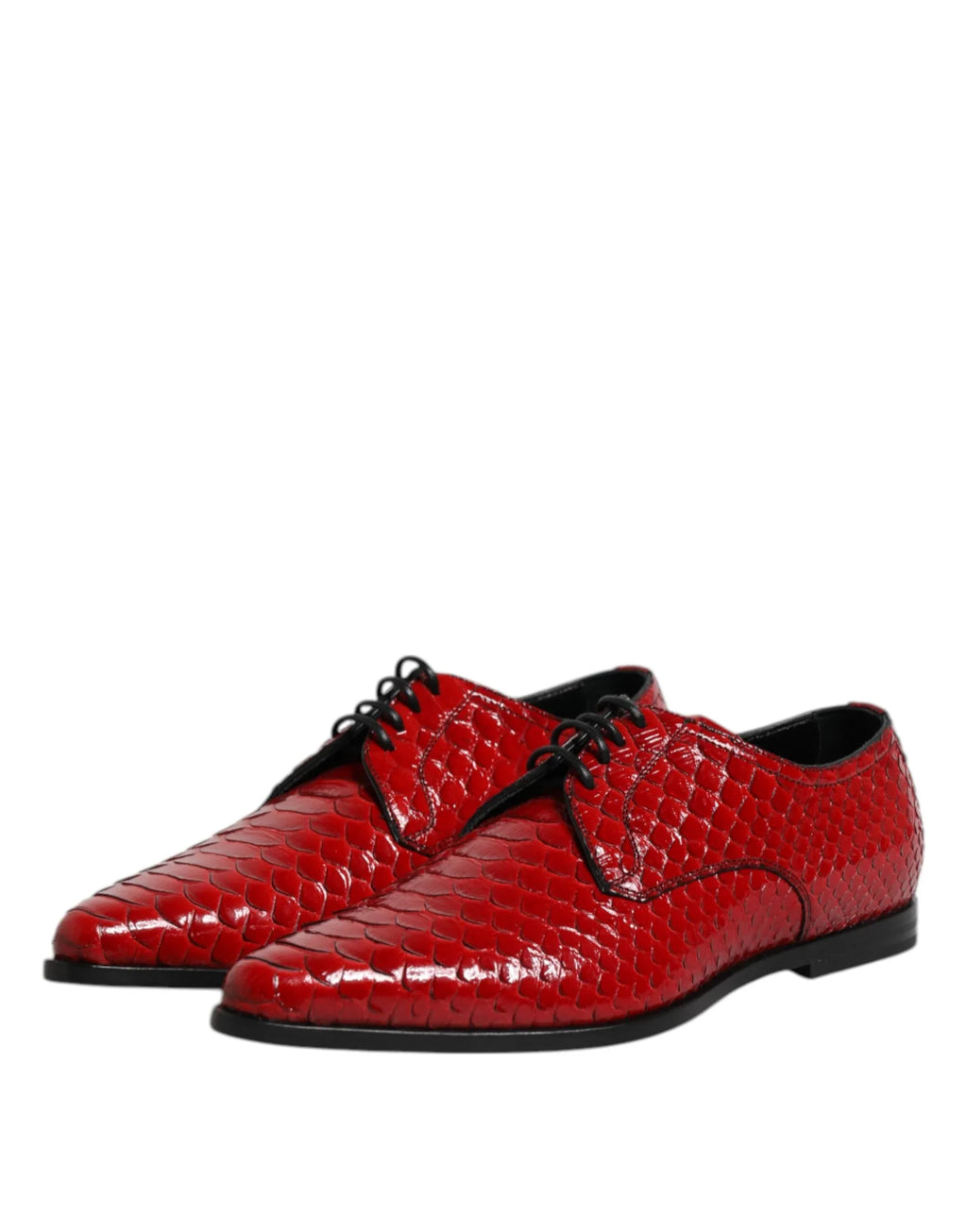 Dolce & Gabbana Red Exotic Leather Lace Up Dress Derby Shoes - Zeiniez