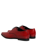 Dolce & Gabbana Red Exotic Leather Lace Up Dress Derby Shoes - Zeiniez