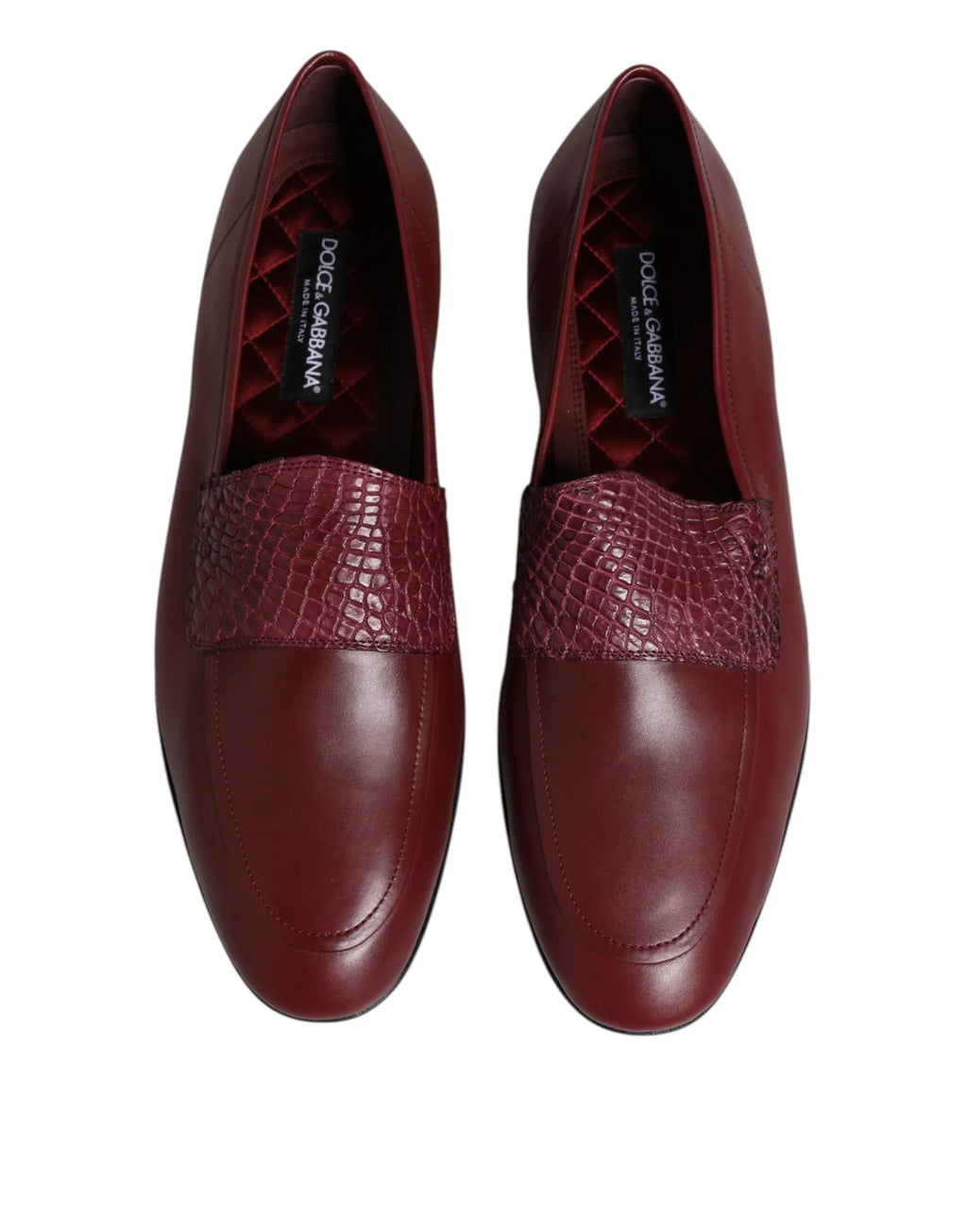 Dolce & Gabbana Burgundy Calfskin Leather Formal Slip On Shoes - Zeiniez