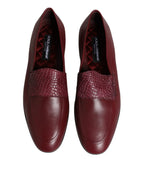 Dolce & Gabbana Burgundy Calfskin Leather Formal Slip On Shoes - Zeiniez